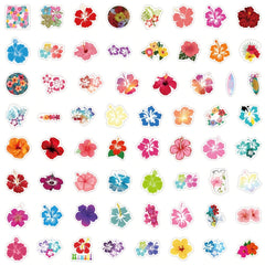 60pcs Hibiscus Flower Stickers Waterproof Vinyl Stickers For Water Bottle Laptop