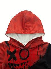 Unisex Kids Novelty Hoodie 3D Red Expression Graphic Pattern Double Layer Hoodie