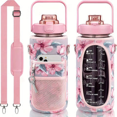 Stay Hydrated Sporty Insulated Water Bottle Carrier with Strap & Pockets
