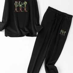 Women's Plus Christmas Lounge Set with Cactus Hat