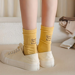 Letter Embroidery Sports Socks Women's Stockings