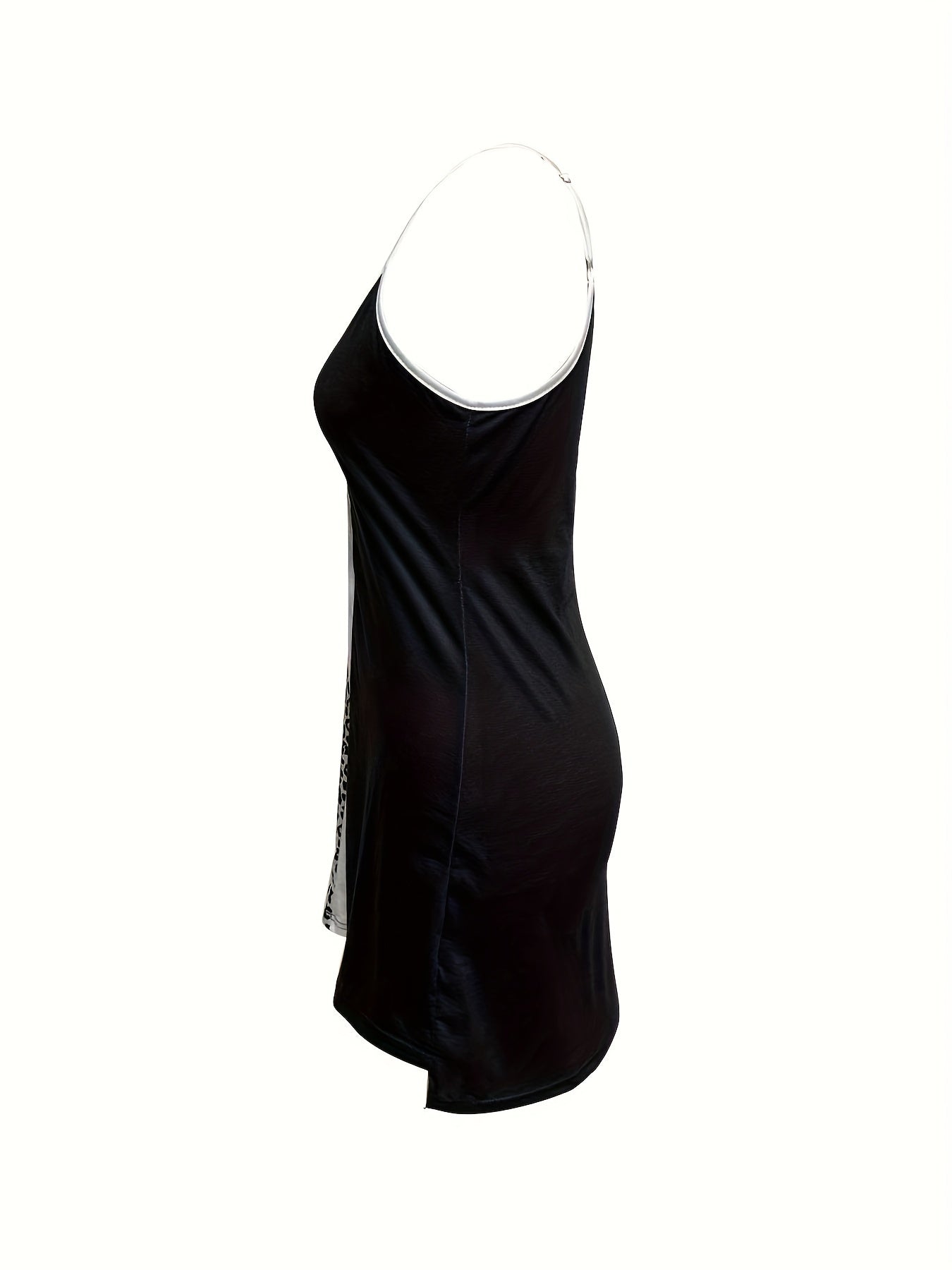Leopard Stitching Slip Lounge Dresses V Neck Colorblock Home Dress