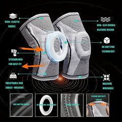 Outdoor Breathable Silicone Sports Knee Pad Gray