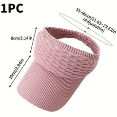 Pleated Knit Visor Hat for Women UV Protection Breathable Baseball Cap