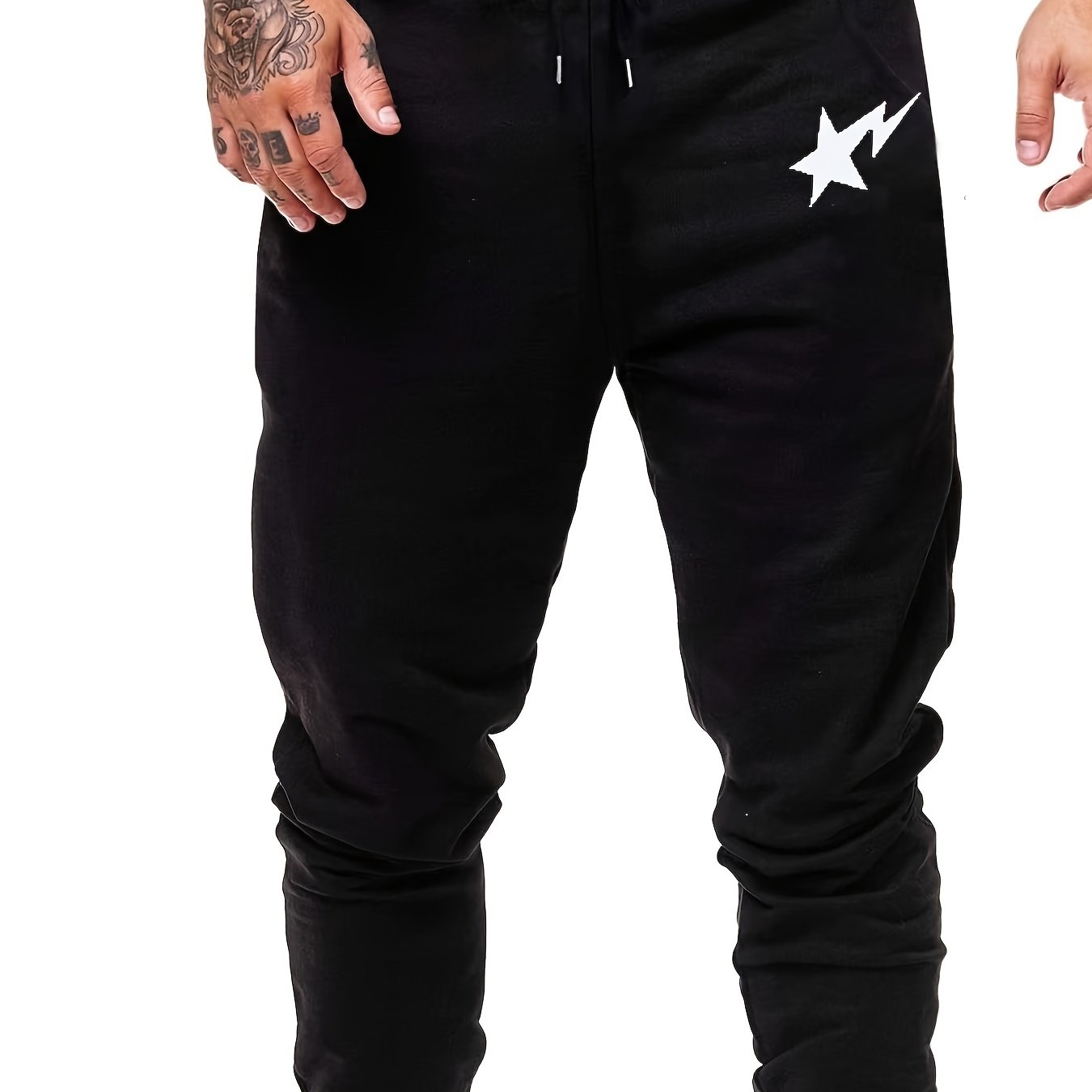 Men's Lightning Print Drawstring Sweatpants Elastic Waist Active Jogger Pants