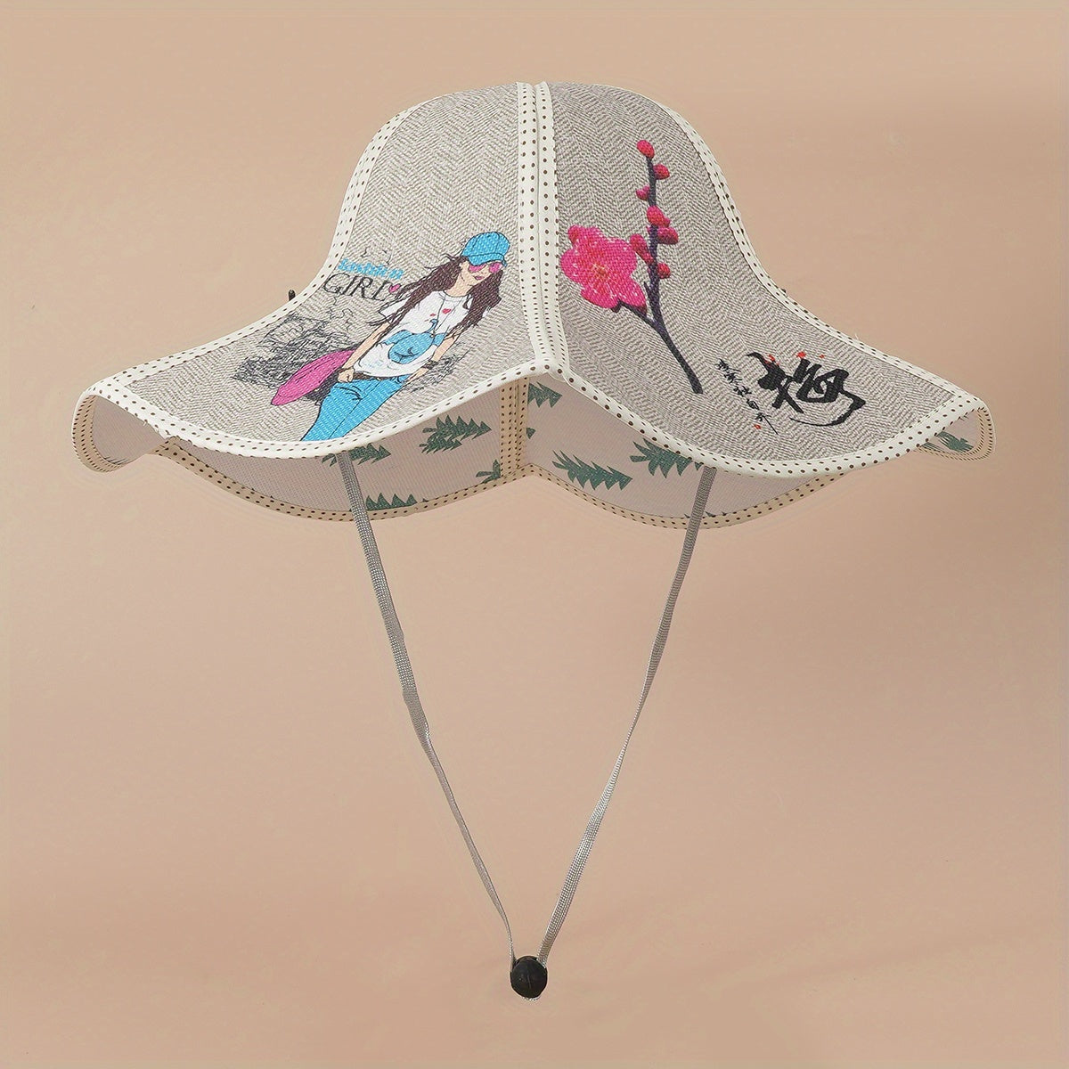 Panda Print Sun Hat Foldable Wide Brim Straw Hat