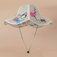 Panda Print Sun Hat Foldable Wide Brim Straw Hat