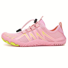 Women's Pink Lace Up Water Shoes Lightweight Beach Wading Shoes