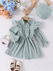 Girl's Ruffle Corduroy Tunic Dress For Party Going Out