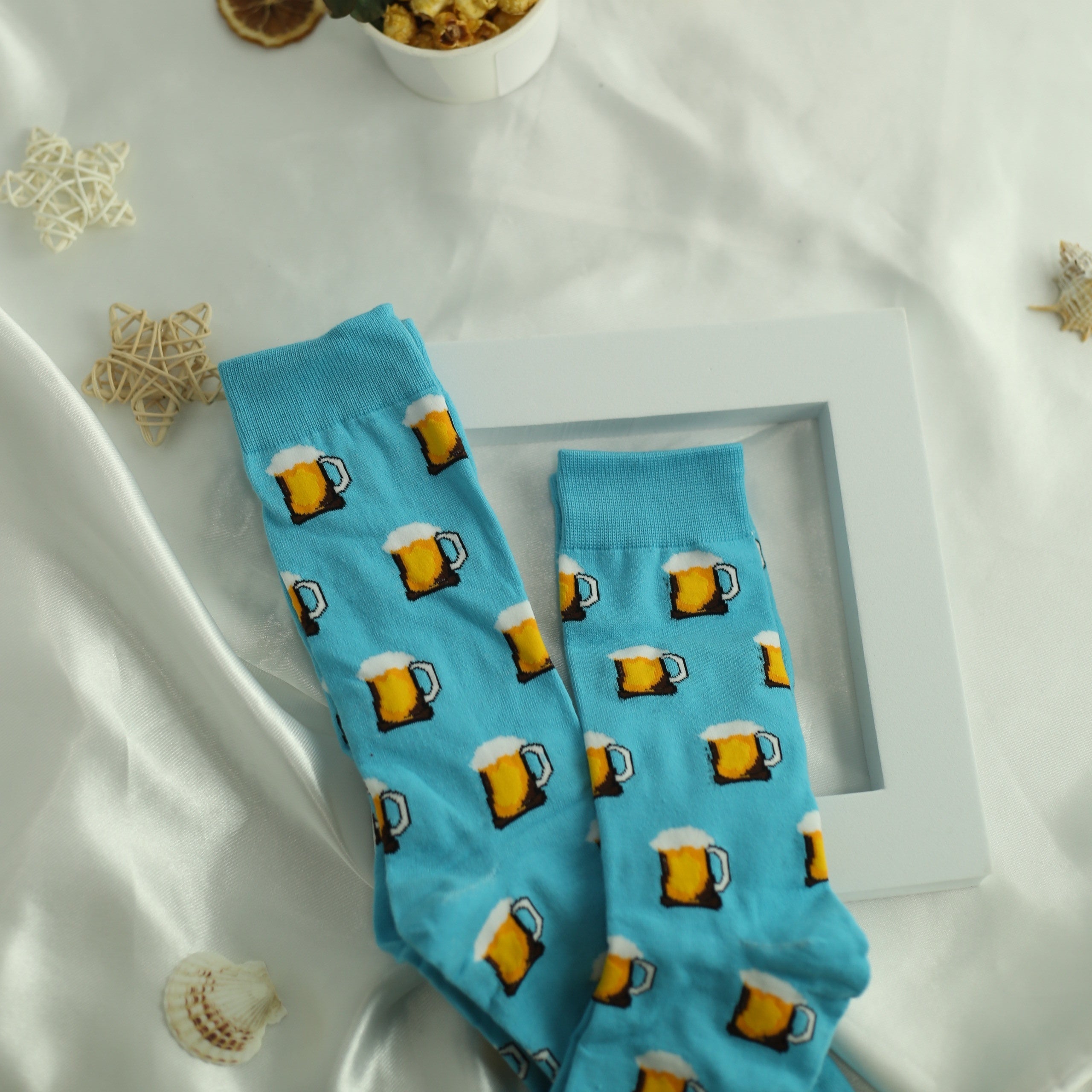 Men's Cartoon Beer Crew Socks 2 Pairs