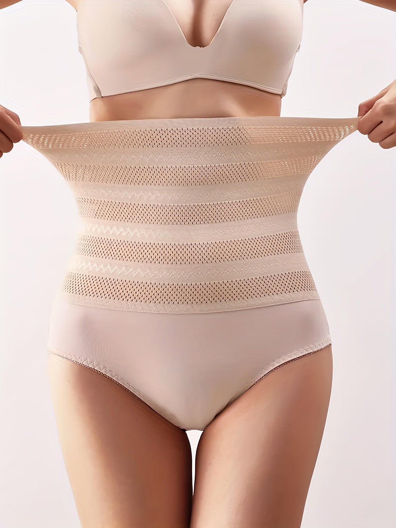 Floral Lace Trim Shaping Panties High Waist Tummy Control Butt Lifting Shorts
