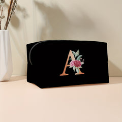Alphabet & Flower Pattern Makeup Zipper Bag