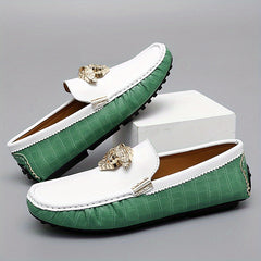 Men's Plaid Slip On Loafers Smart Casual Dress Shoes