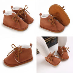 Soft Warm Fleece Lace Up Shoes for Baby Girls