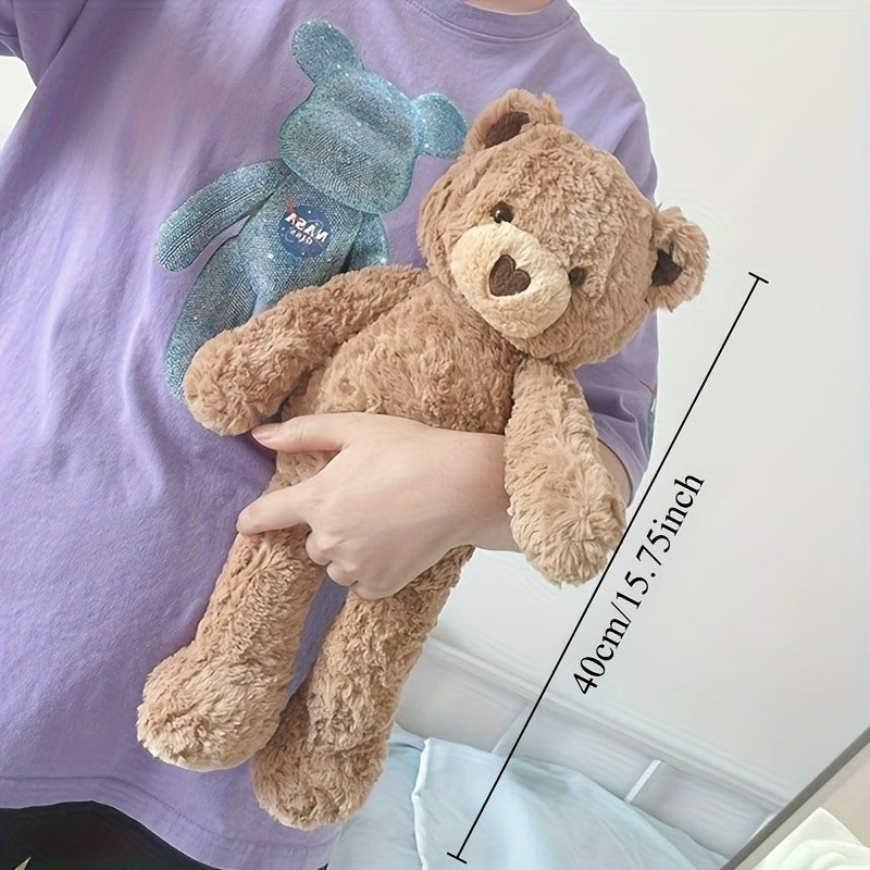 Soft Plush Love Bear Stuffed Animal Brown Teddy with Heart Detail