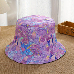 Men's Reversible Mushroom Eyes Print Bucket Hat