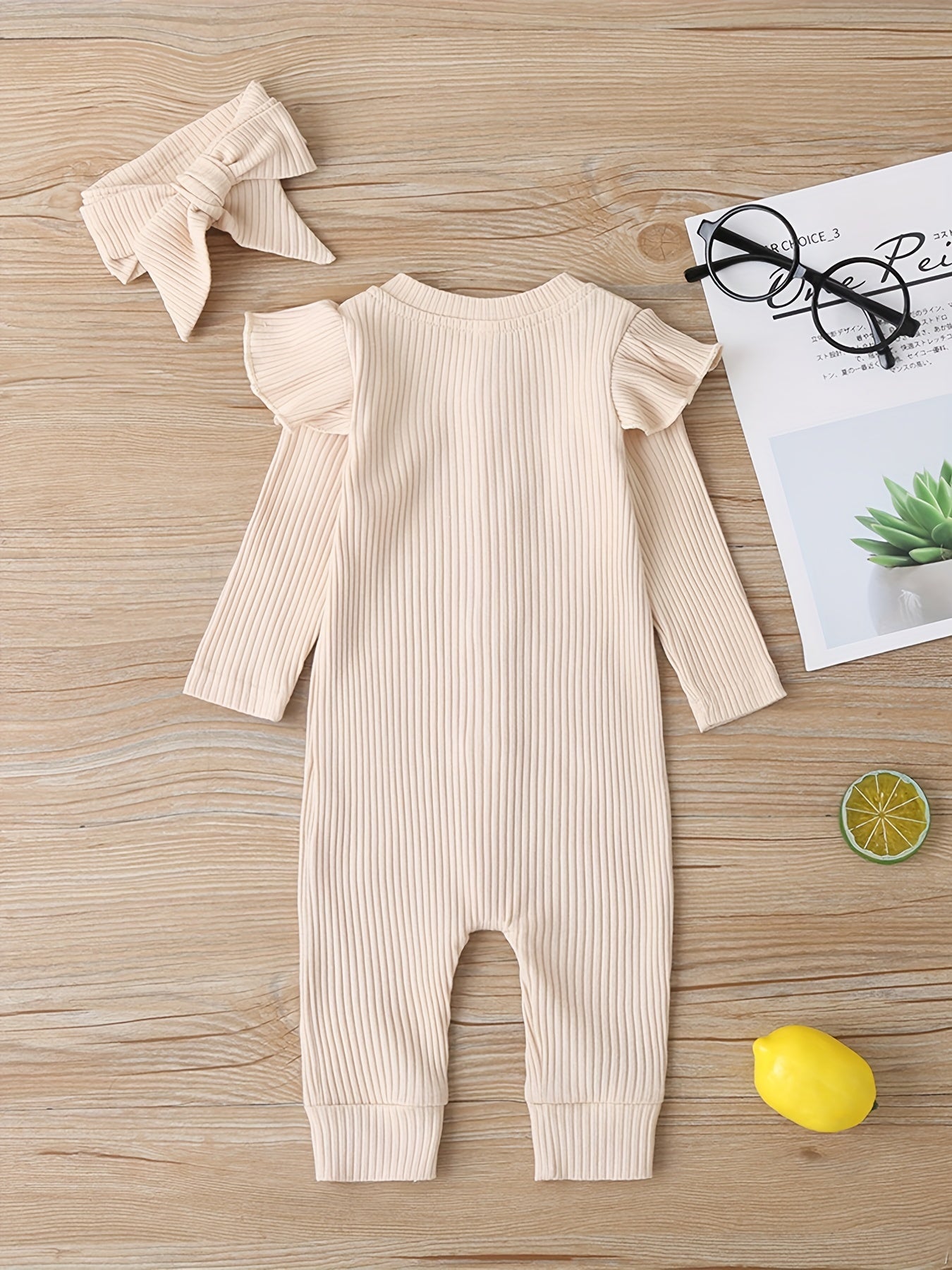 Baby Girls Cotton Bodysuit Long Sleeve Botton Down Romper