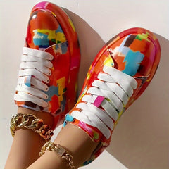 Colorful Print Thick Bottom Sneakers Lightweight Non slip Shoes