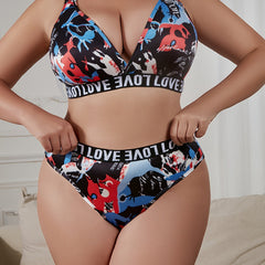 Graffiti Print Bra & Panty Set