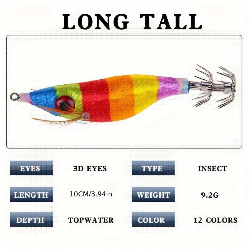 6pcs Squid Jig Set for Bass Fishing Seawater & Freshwater