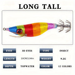6pcs Squid Jig Set for Bass Fishing Seawater & Freshwater