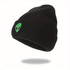Alien Embroidery Beanie Cartoon Knit Hat Warm Skull Cap