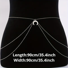 Boho Waist Chain with Crescent Pendant for Women