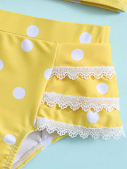 Girls' Polka Dot Bikini Tankini Swimsuit Set for Summer Beach
