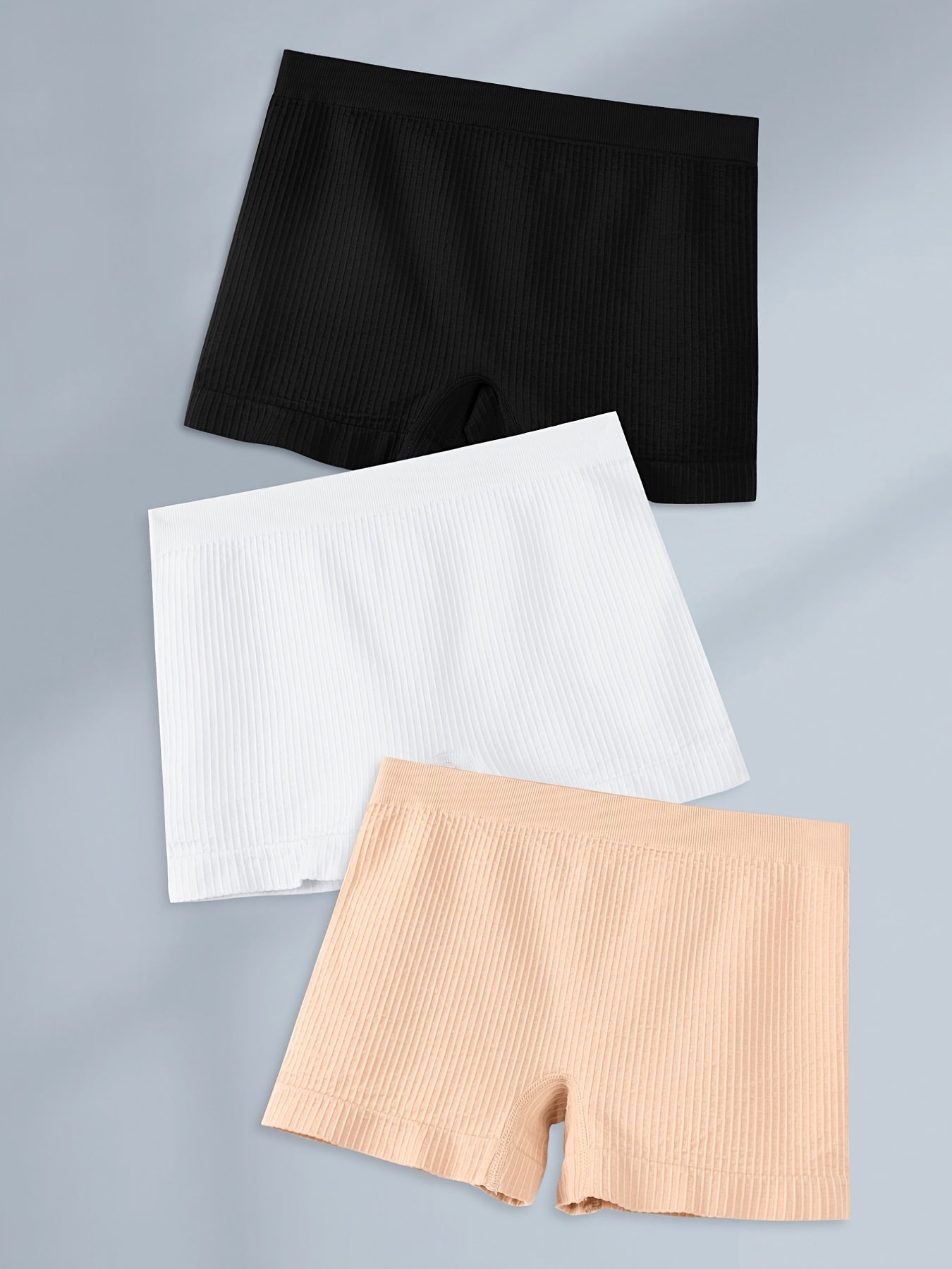 3 Seamless Boyshort Panties Stretch Ribbed Lingerie