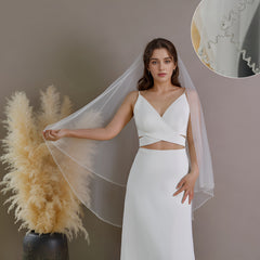 Romantic Bridal Veil with Comb Soft Nylon Lightweight Drapey for Brides