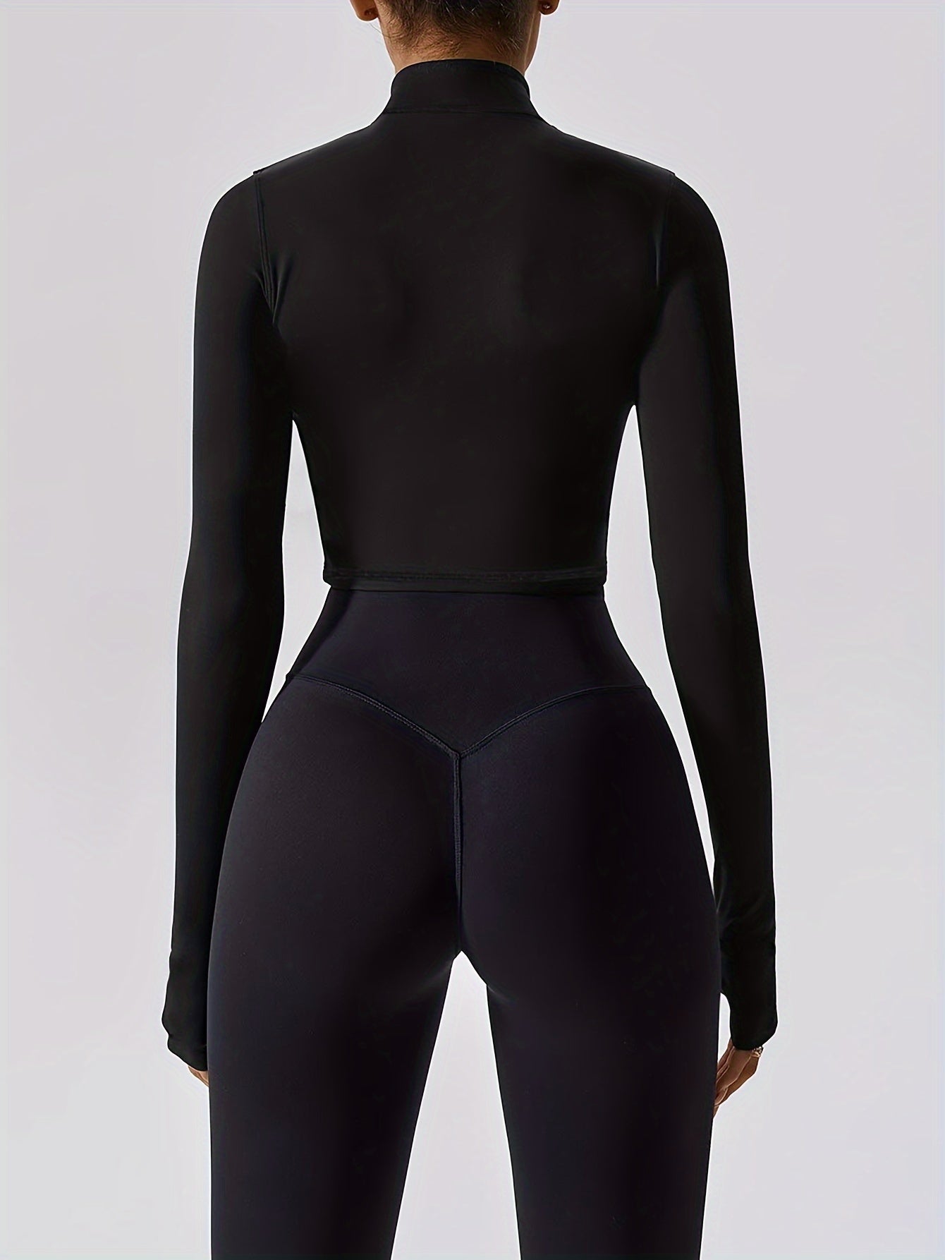 Women's Solid Yoga Jacket with Thumb Holes for Sports