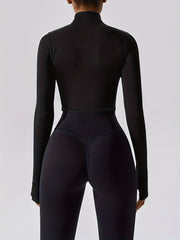 Women's Solid Yoga Jacket with Thumb Holes for Sports
