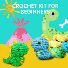 Green Dinosaur Crochet Kit For Beginners - DIY Knit