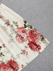 Floral Print Cold Shoulder Ruffle Trim Short Sleeve Romper