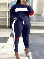 Women's Plus Size Colorblock Sweatshirt & Pants 2 Piece Set