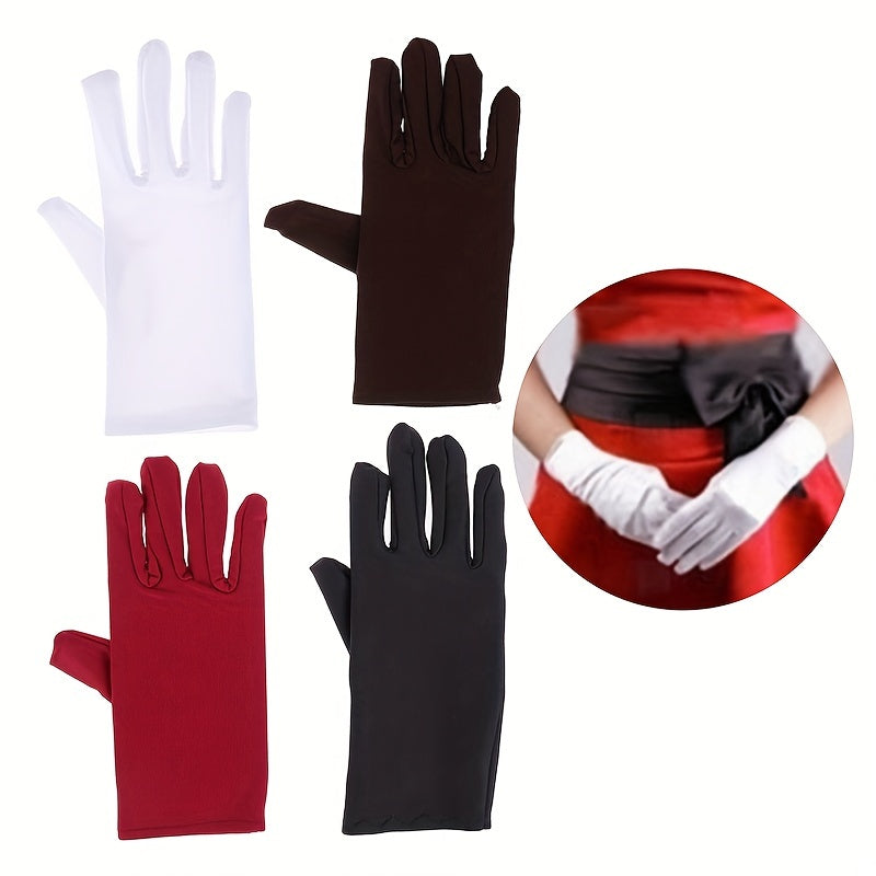 Satin Short Gloves Silky Solid Gloves For Formal Dance Prom Costume