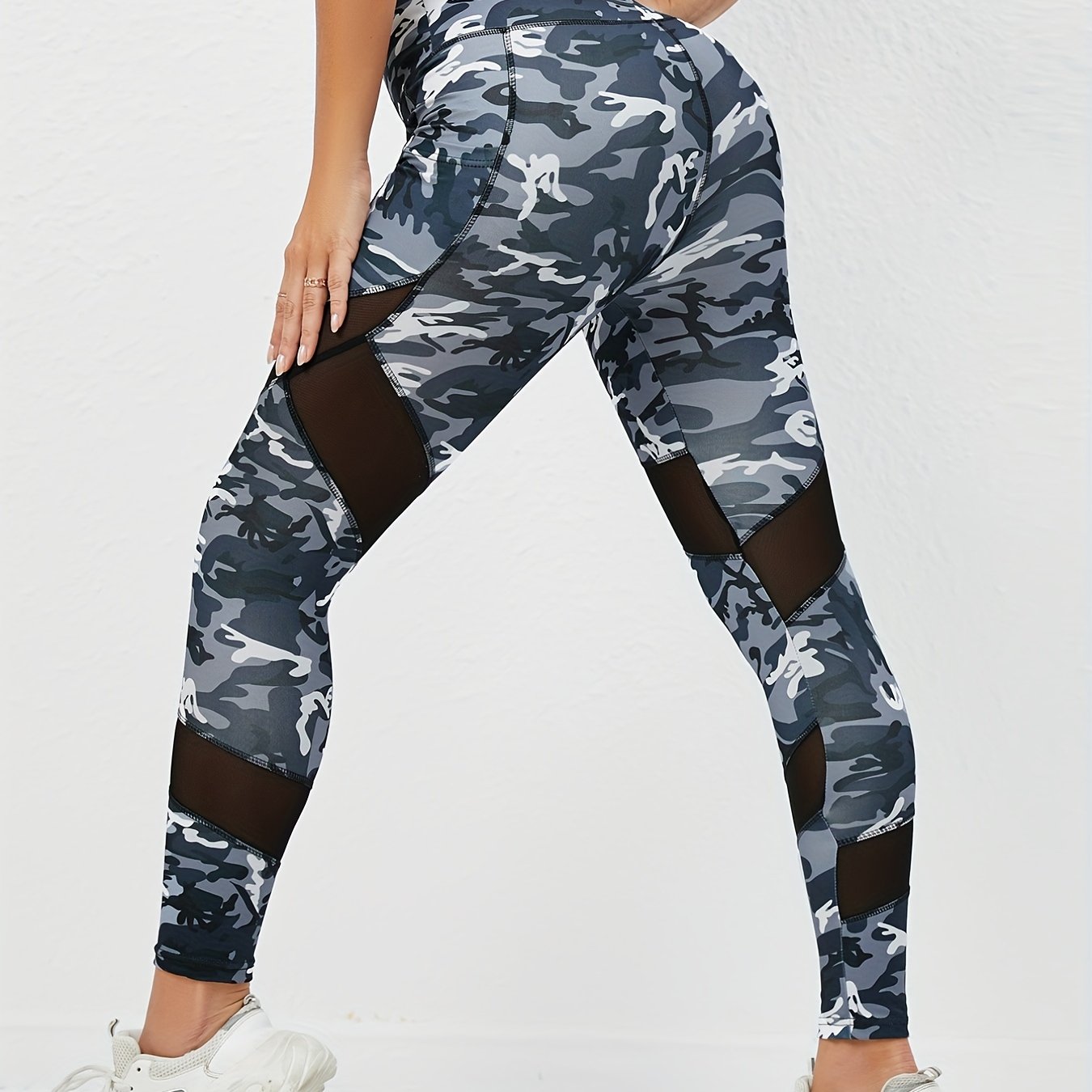 Camouflage Mesh High Waist Yoga Pants Breathable Leggings