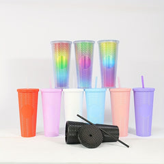 710ml Plastic Straw Water Cup Leakproof Bottle for Outdoor Camping