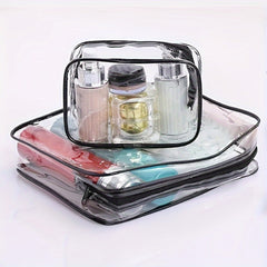 3pc Transparent Cosmetic Zipper Bags Waterproof Wash Bag Combo