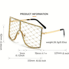 Rhinestone Mesh Shield Glasses for Women
