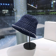 Pearl Bucket Hat Casual Denim Sunshade Hat