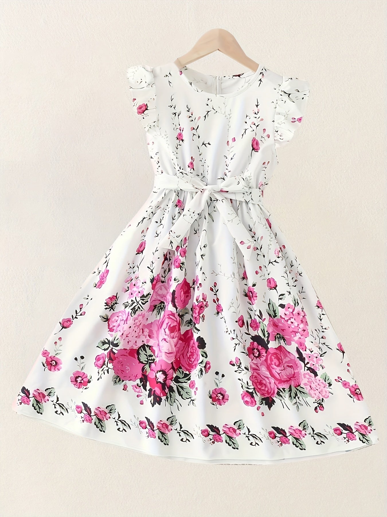 Girls Flowers Graphic Princess Dress For Party Summer Clothes