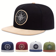 Compass Flat brimmed Adjustable Baseball Cap for Outdoor Sport
