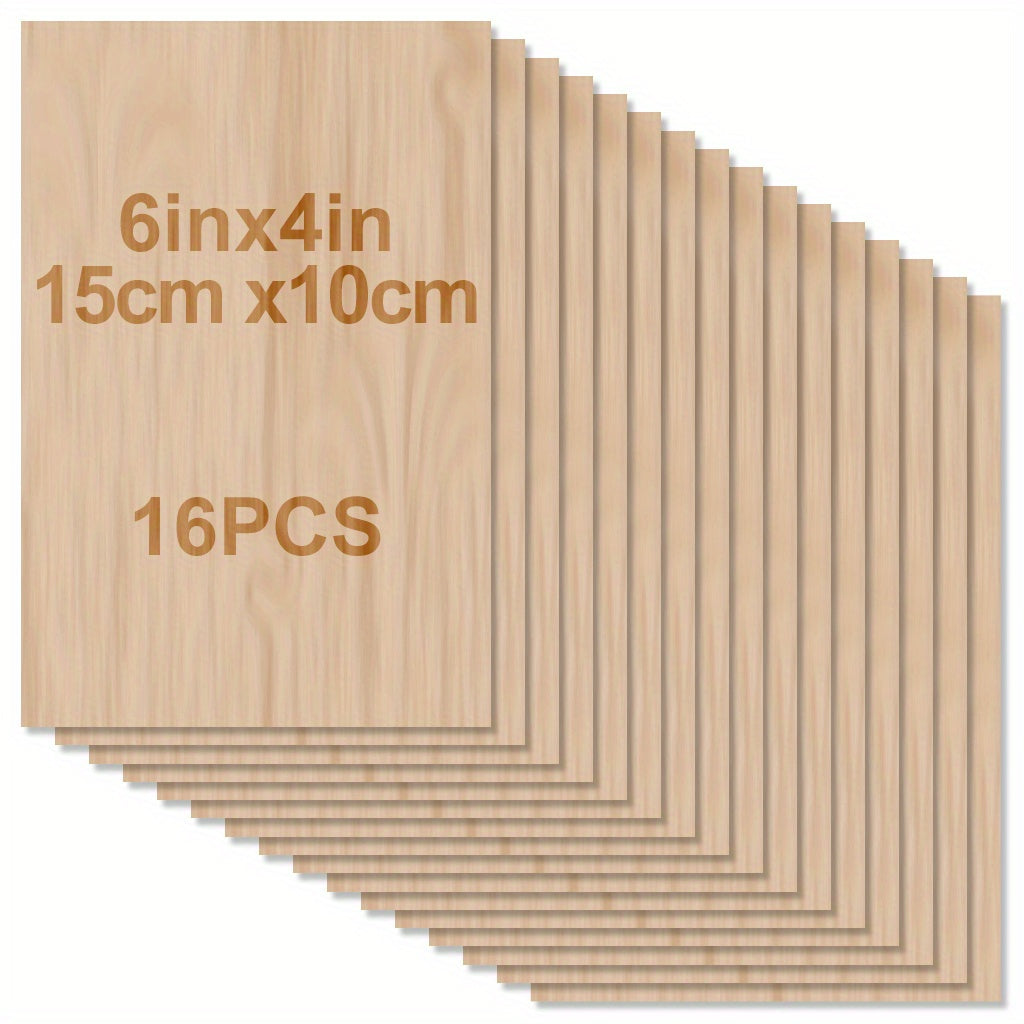 Wood Sheets 6x4x1.5 inch 2mm Thick Unfinished Squares Wood Boards