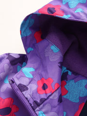 Toddler Girls Flowers Hooded Jacket Waterproof Windproof Zipper Coat