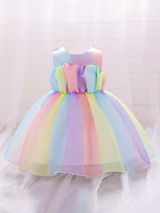 Princess Dress Ruffle Sleeveless Bow Tutu Skirt for Girls Catwalk Birthday Party