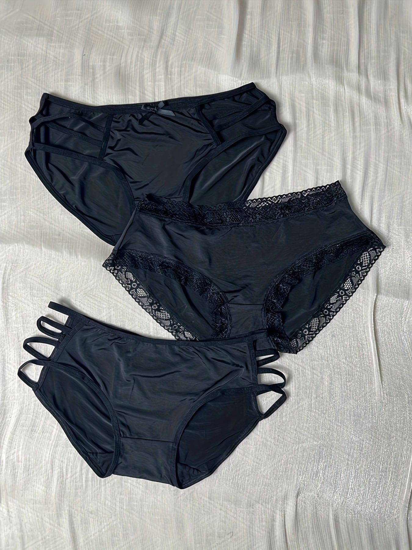 3pcs Stretchy Intimates Panties Breathable Solid Briefs Women's Lingerie