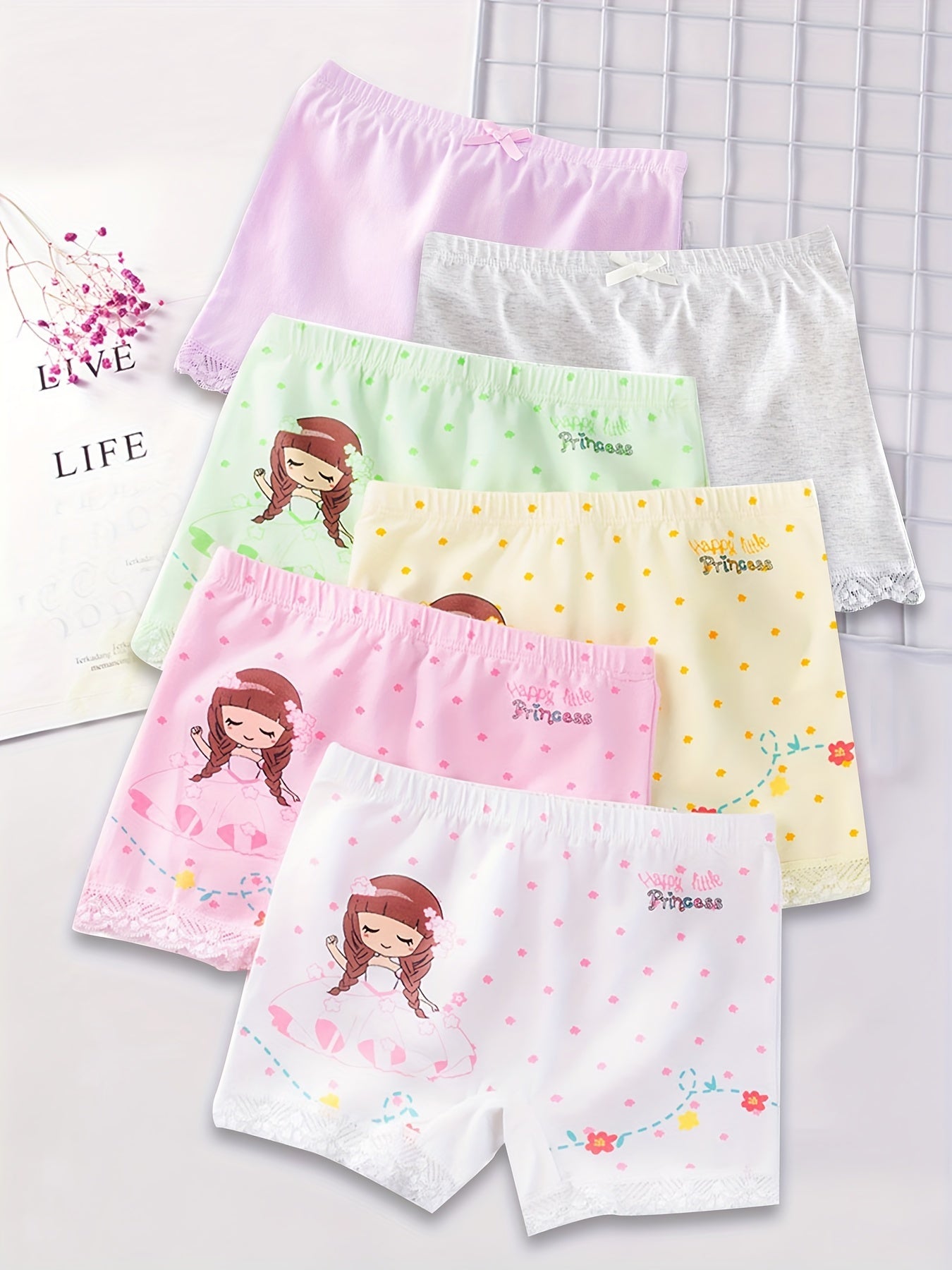 6pcs Safety Leggings Pants For Girls Elastic Waist Underwear