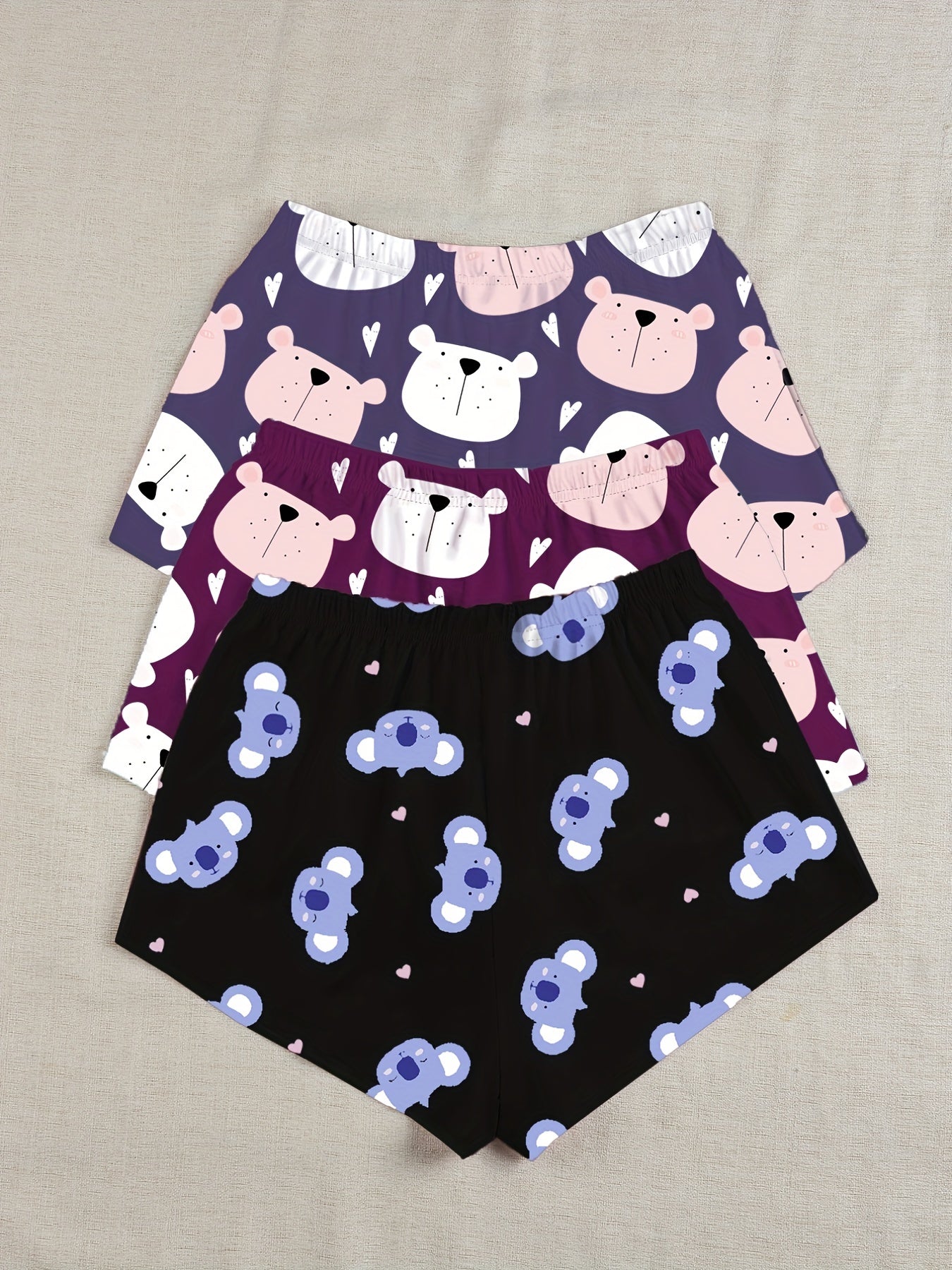 3 Cartoon Animal Lounge Bottoms Womens Shorts