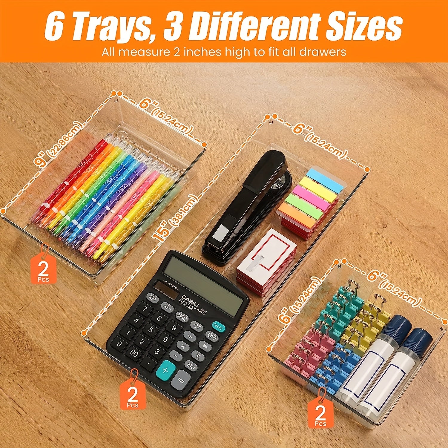 6pcs Plastic Drawer Organizer Set for Cosmetics Storage in Bathroom